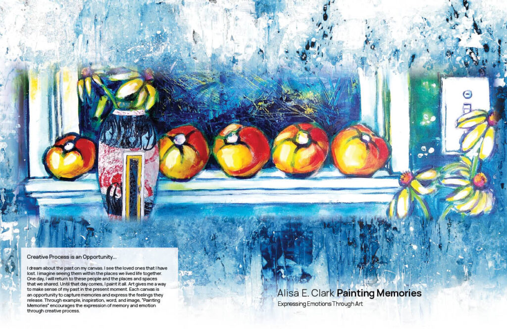 This is an image of the cover from the book Painting Memories. It is about creative expression and the ways it can be used to capture, experience, and understand memory.